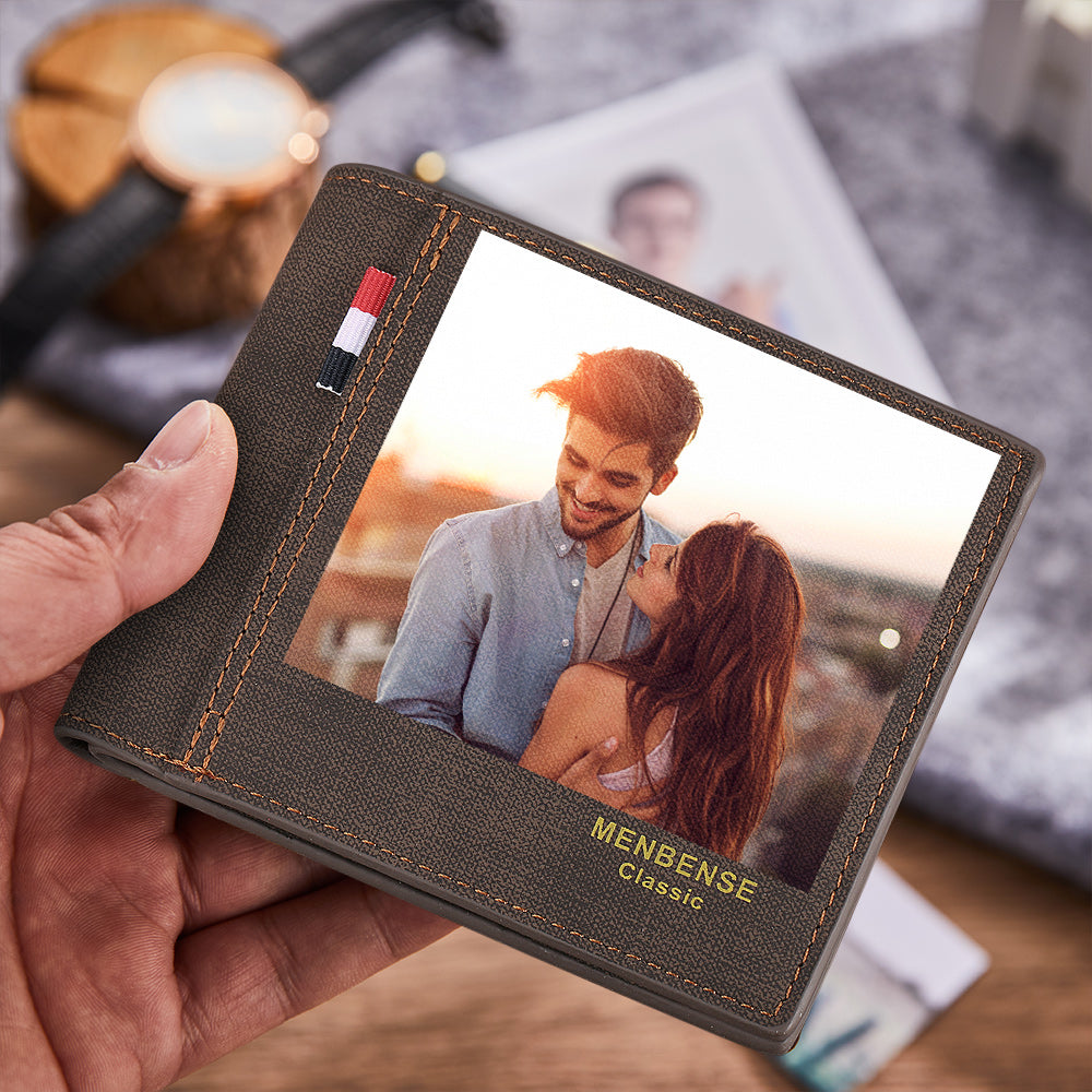 Gift for Him Custom Photo Wallet Men's Wallet Engraved Inside Creative Gift
