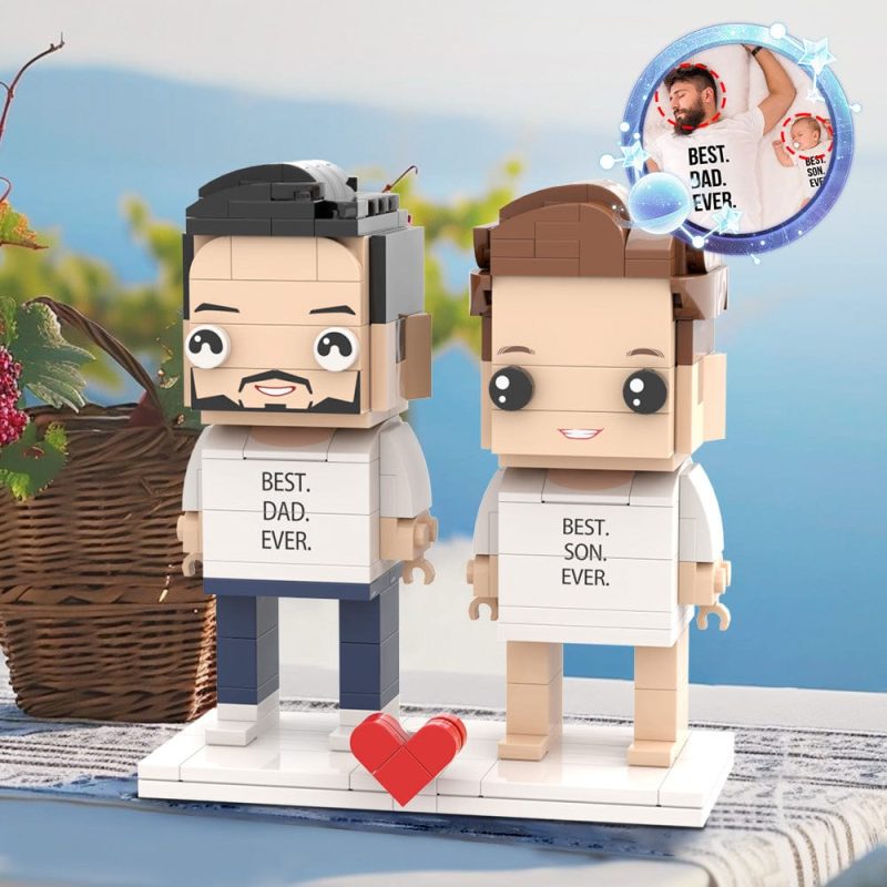 Customizable Head 2 People Custom Brick Figures Best Dad Ever Matching Shirt Gift for Daddy On Father’s Day