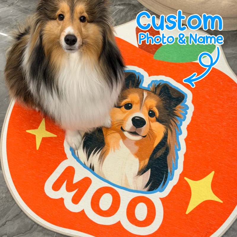 Custom Pet Dog Photo & Name Floor Mat Soft Plush Rug Cute Home Decor Gift for Dog Lovers