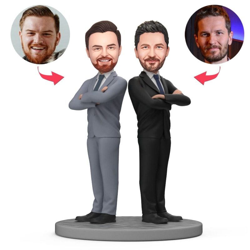 Boss’s Day Gift Custom Bobblehead Business Partners Standing Back to Back