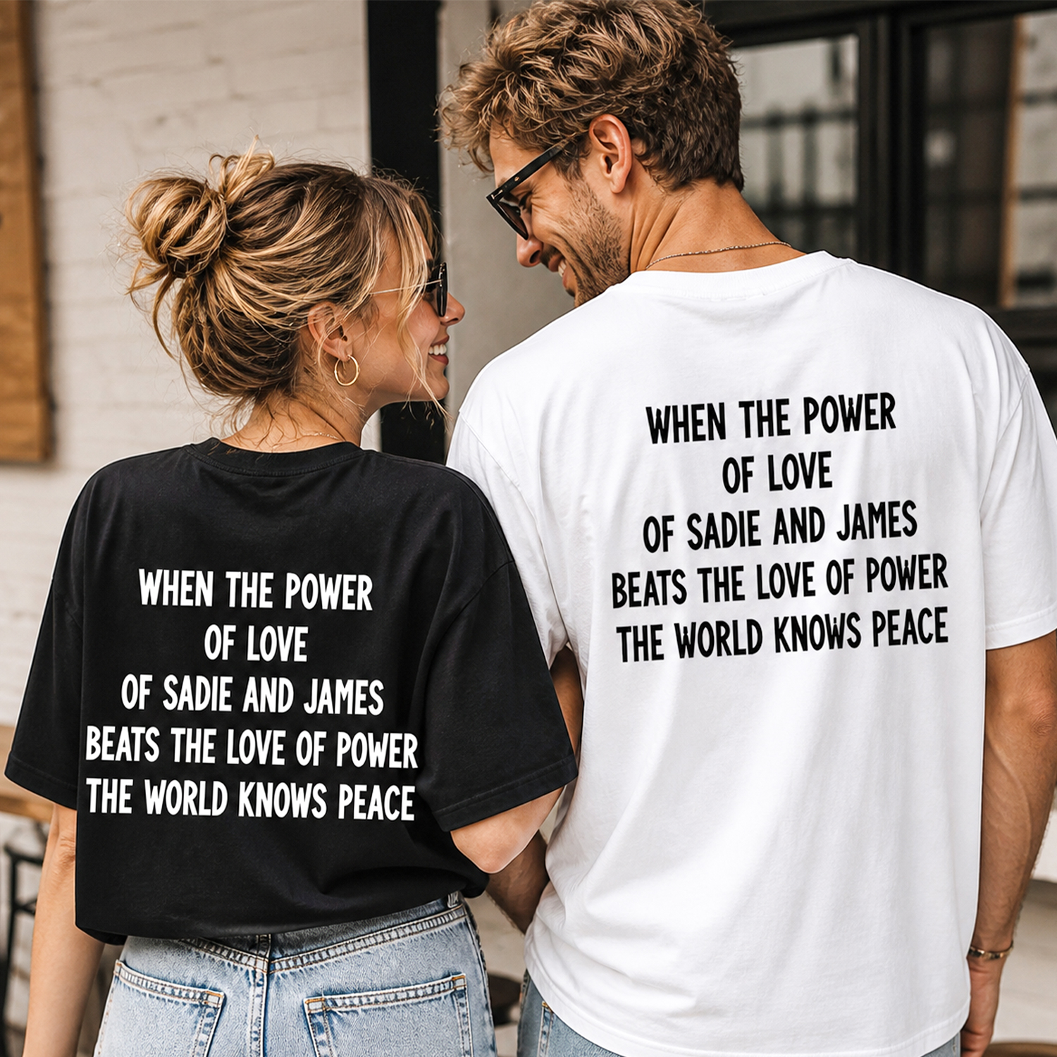 Personalized Couple T-Shirt Custom Photo or Two Names Love Graphic Tee - Image 5