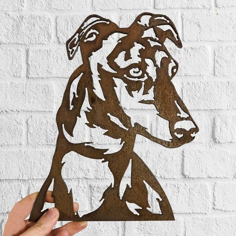Dog Metal Wall Art Hanging Home Decor Puppy Pet Greyhound