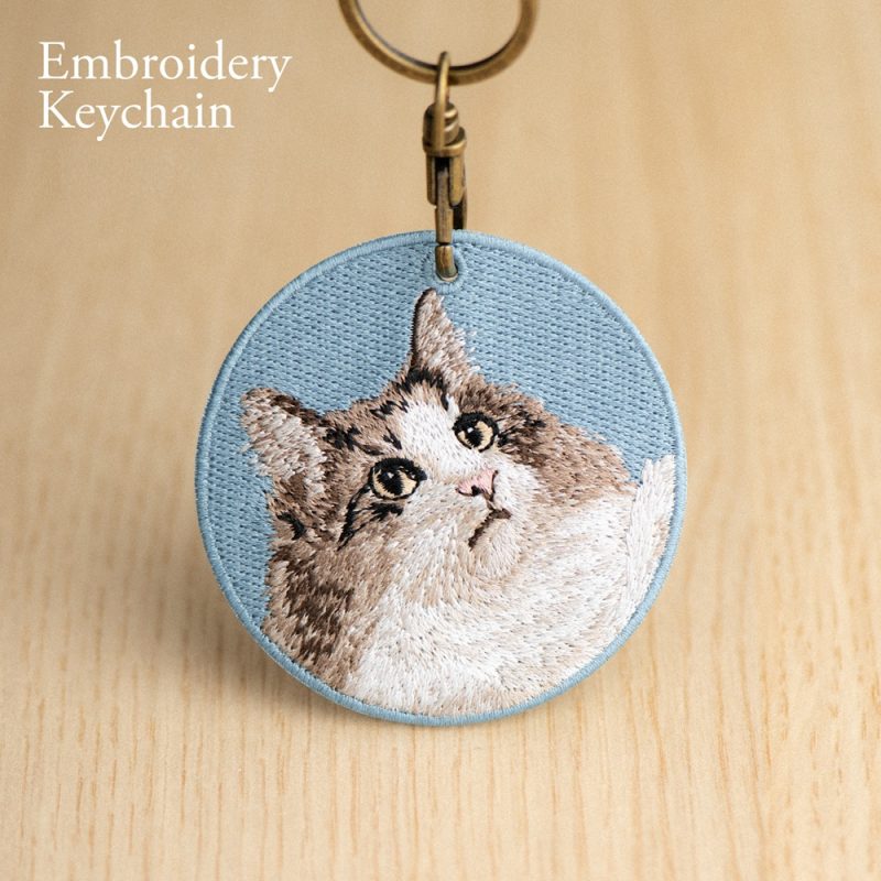 Embroidered Cat Keychain Realistic Cat Breed Design Cute Animal Keychain for Cat Lovers
