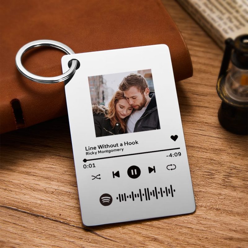 PhotoKeychain With Spotify Code Personalised Keyring Gifts for Couples