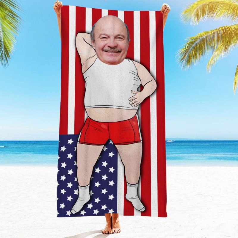 Custom Face Beach Towel Personalized Plus Size Man Style Beach Towel Funny Gift for Summer