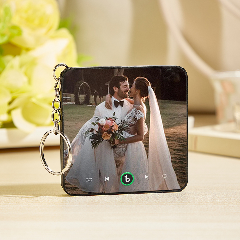 Custom Music & Photo Mini Fridge Magnet Keychain Supports Bluetooth Connectivity Custom Music Fridge Magnet Keychain Couple Gift Singing Refrigerator Magnet Keyring Wedding Gif - Image 2