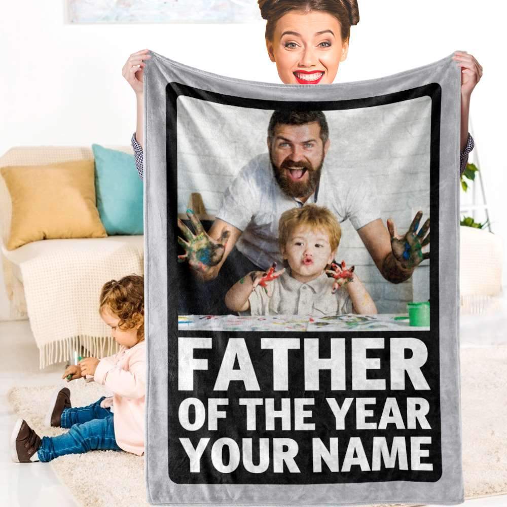 First Father's Day Blankets New Dad Gift Custom Photo Blanke Gift For Dad