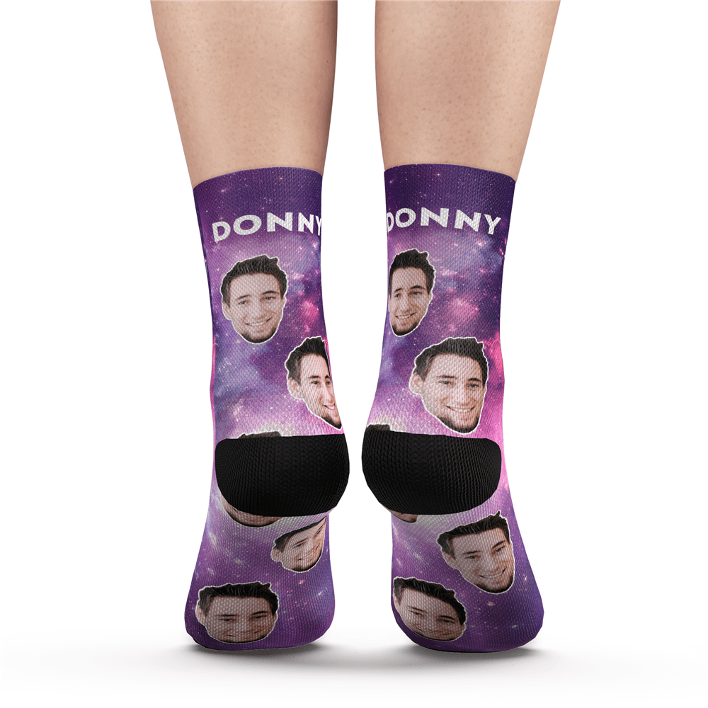 Father's Day Socks Custom Photo Socks Galaxy With Your Text - Image 2