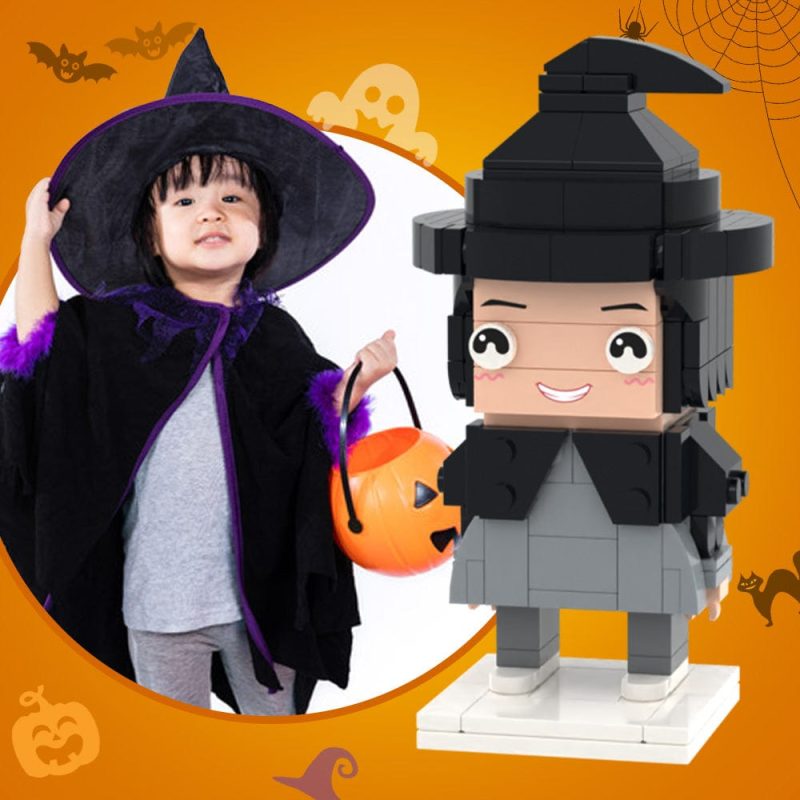 Halloween Gifts Little Wizard Brick Figures Full Body Customizable 1 Person Brick Figures Custom Brick Figures Personalized Small Particle Block Toy
