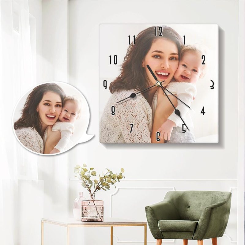 Custom Wall Clock Custom Photo Clock Sympathy Gifts for Loss of Mother – 20*20cm