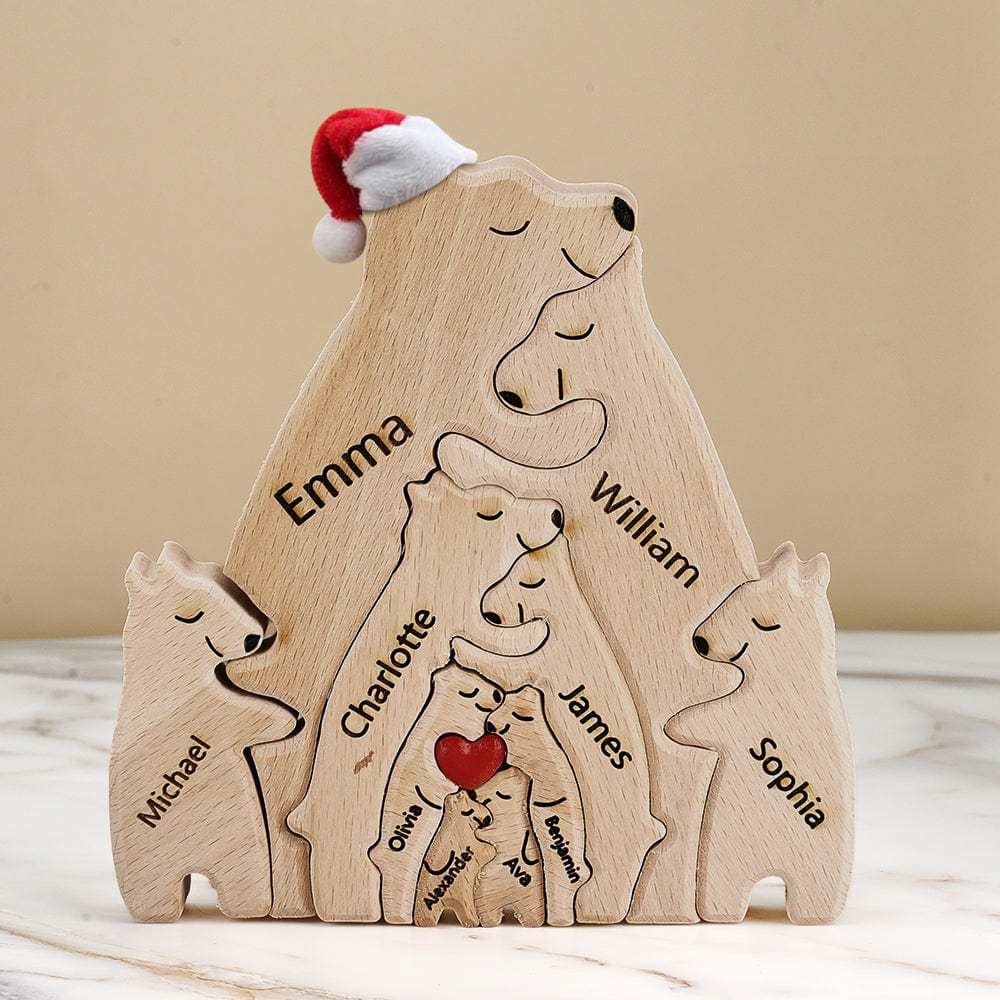 Custom Names Christmas Wooden Bears Family Puzzle Home Decor Christmas Gifts For Her - Image 2