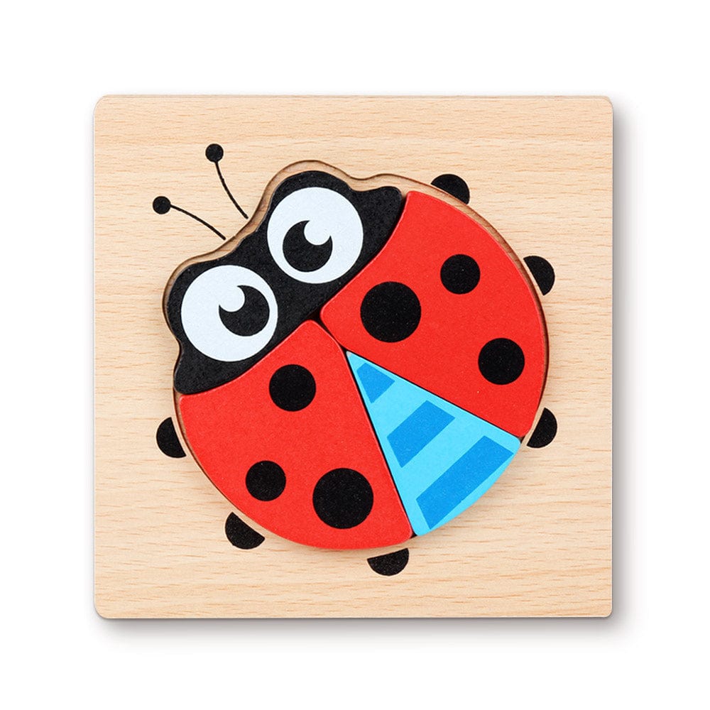 Wooden 3D Jigsaw Puzzle Ladybug Shape Puzzles Educational Learning Montessori Toys for Toddlers - Image 2