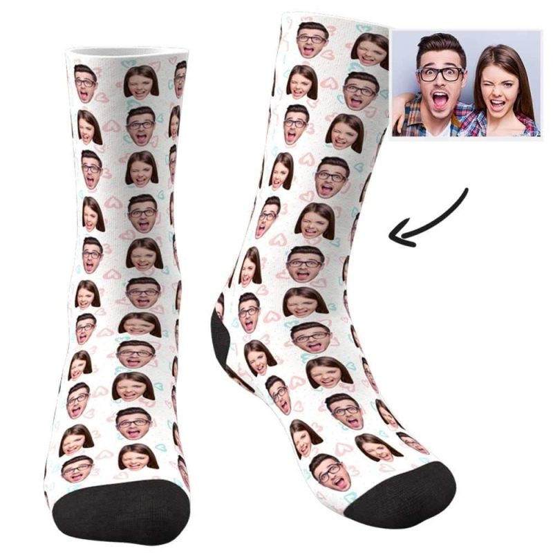 Anniversary Gifts Custom Face Socks Gifts- Two Faces