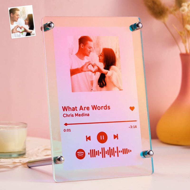 Scannable Spotify Code Photo Transparent Gradient Color Frame Personalized Laser Colorful Acrylic Plaque Valentine’s Day Gifts