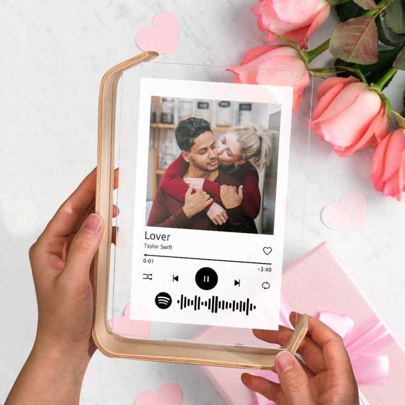 Custom L-shape Spotify Photo Frames Personalized Acrylic Picture Frame for Tabletop or Desktop Decor Valentine’s Day Gift