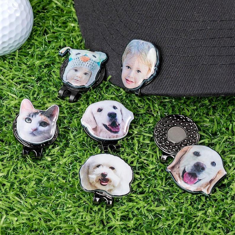 Custom Golf Marker with Photo, Picture Golf Ball Marker Magnetic Hat Clip Golf Accessory, Christmas/Father’s Day Gift for Golf Lovers/Father