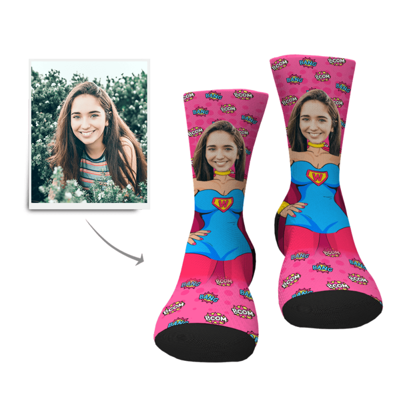 Mother’s Day GIft Custom Socks Superwoman Gift For Mom