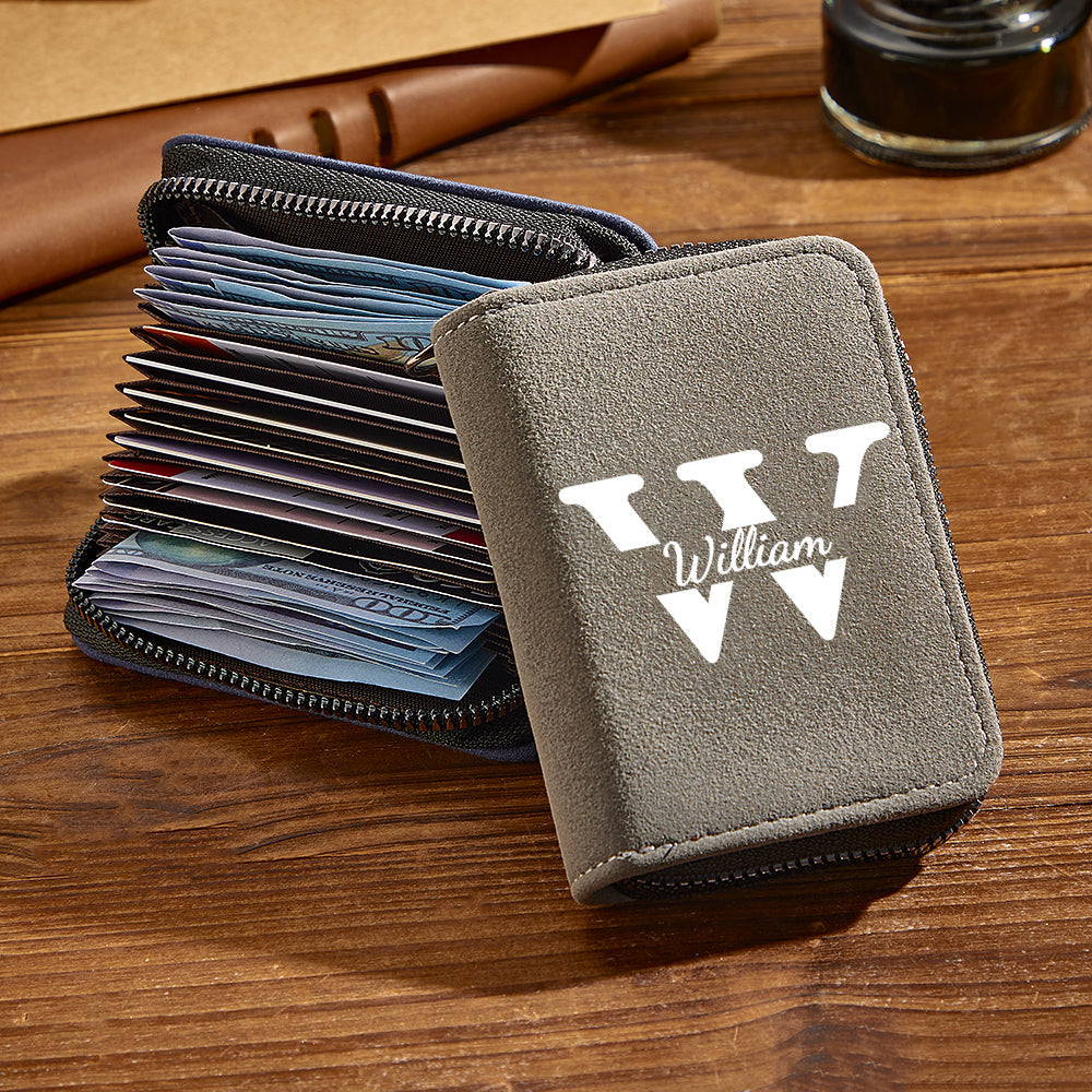 Personalized Leather Wallet with 18 Card Slots Card Holder Wallet Birthday Gift for Him