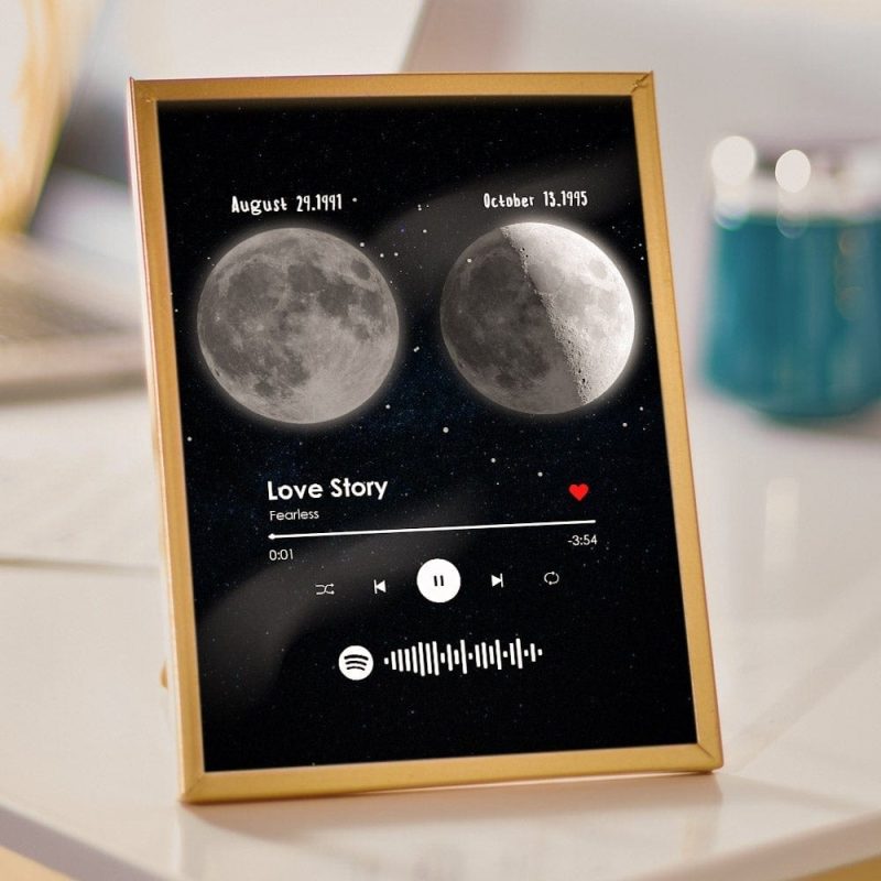 Custom Spotify Plaque Acrylic Moon Plaque Valentine’s Day Gifts For Couple