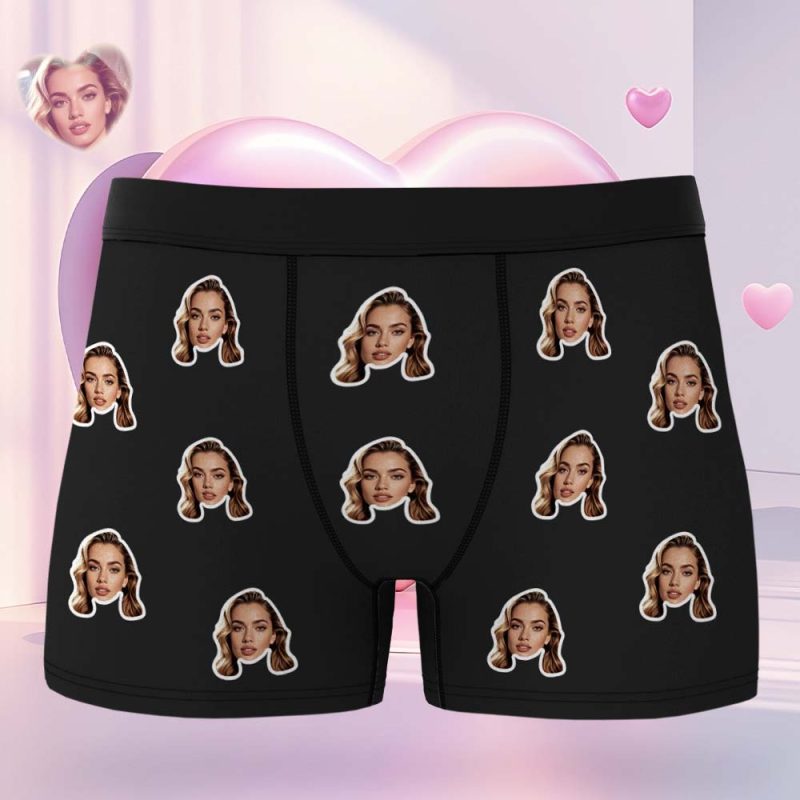 Custom Face Boxer Personalized Underwear Valentine’s Day Gifts for Boyfriend