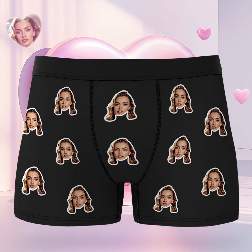 Custom Face Boxer Personalized Underwear Valentine's Day Gifts for Boyfriend