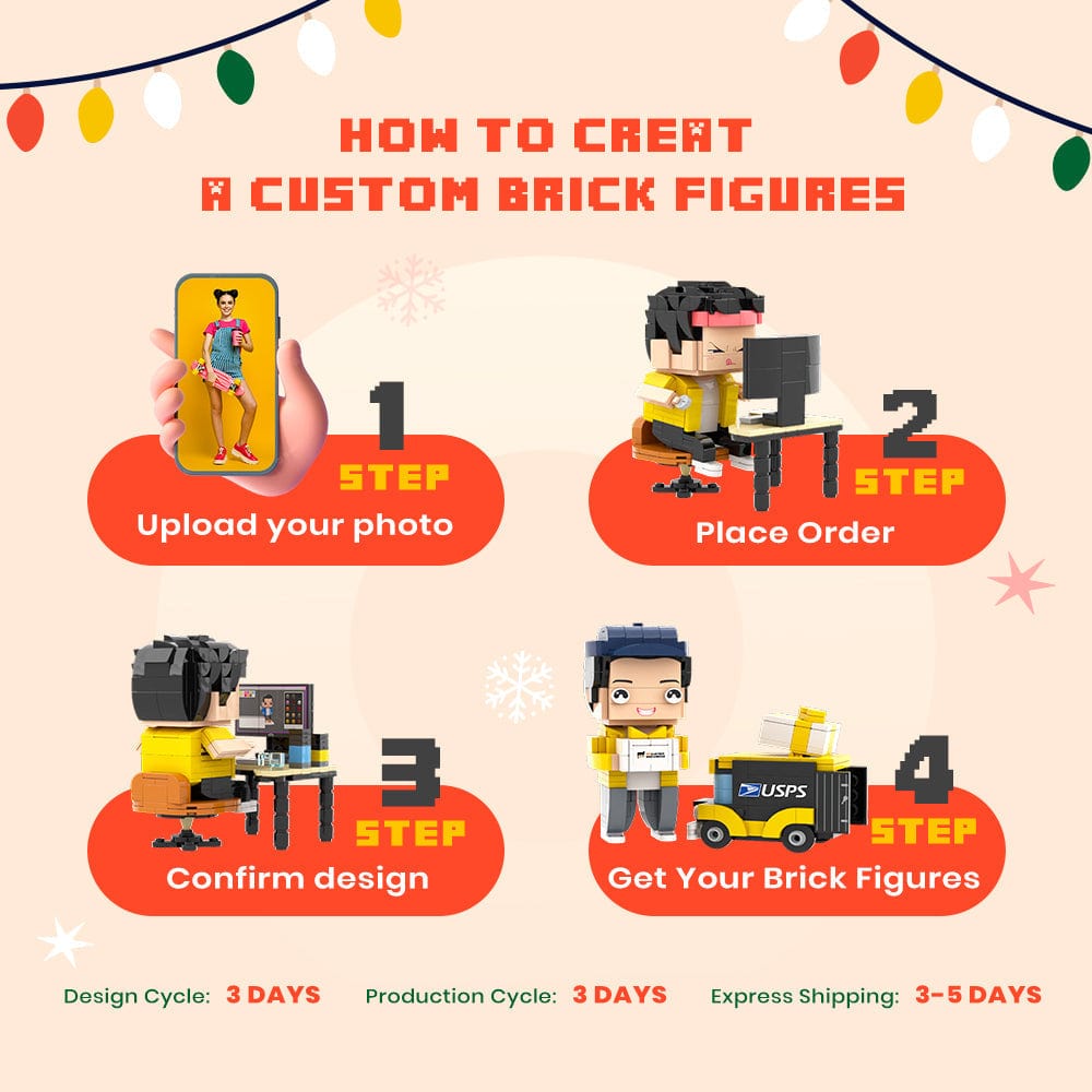 Boy Holding Heart-shaped Gift Box Valentine's Day Gift Custom Head Brick Figures Personalized Brick Figures Small Particle Block - Image 3