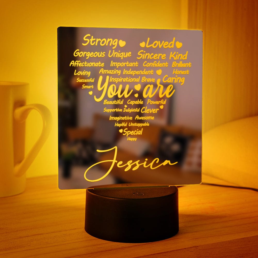 Personalized Engraved Mirror Light Heart Colorful Lamp Gift - Image 3