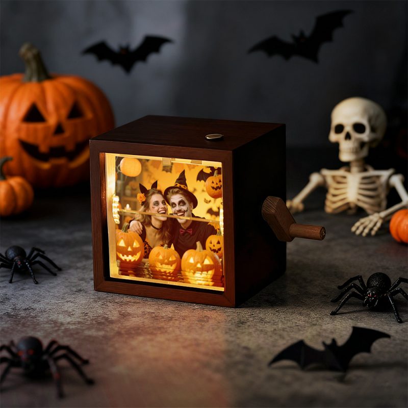 Custom Photo Flipbook Frame Animation Machine Mechanical Rainbow Hand Cranked Photo Album with Light Halloween Gift