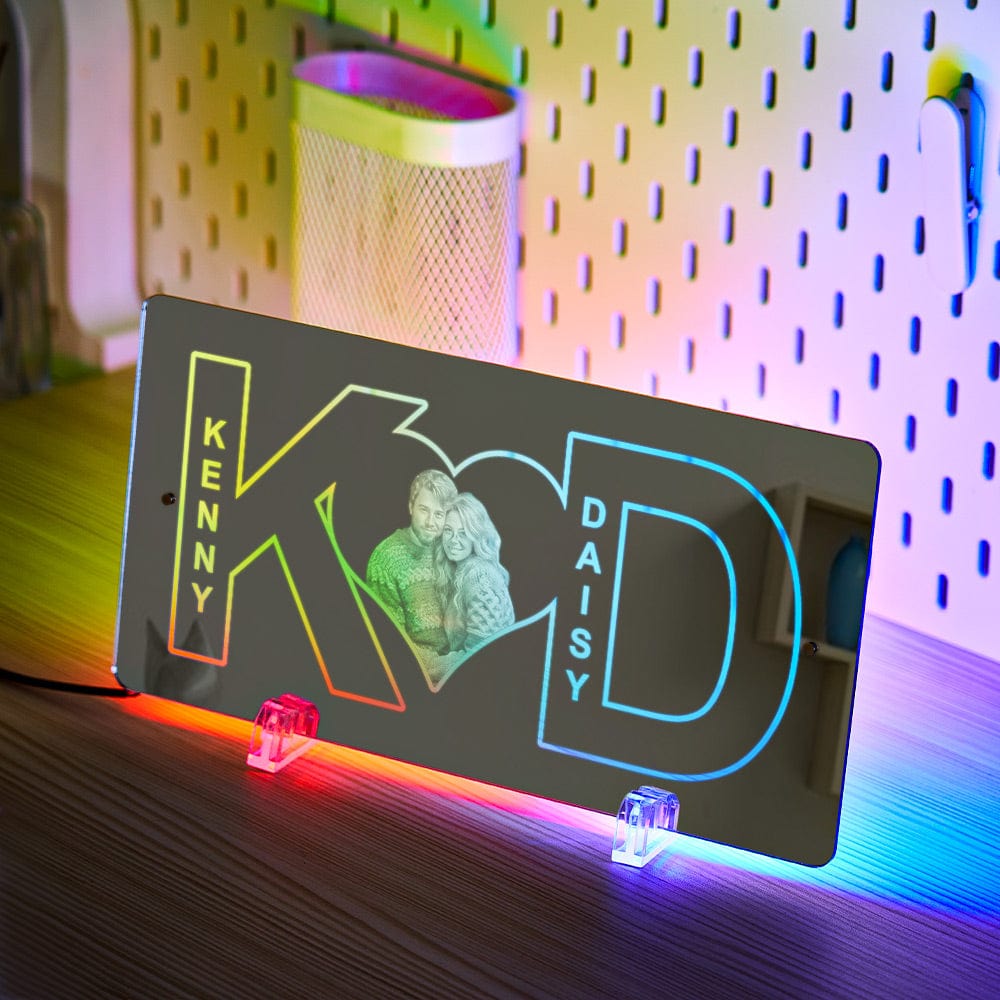 Personalized Letter Heart Photo Mirror Light Couple Gift - Image 2