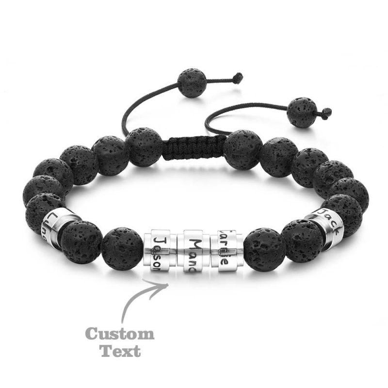 Lava Stones Custom Beads Men’s Beaded Bracelet Best Gift for BFF