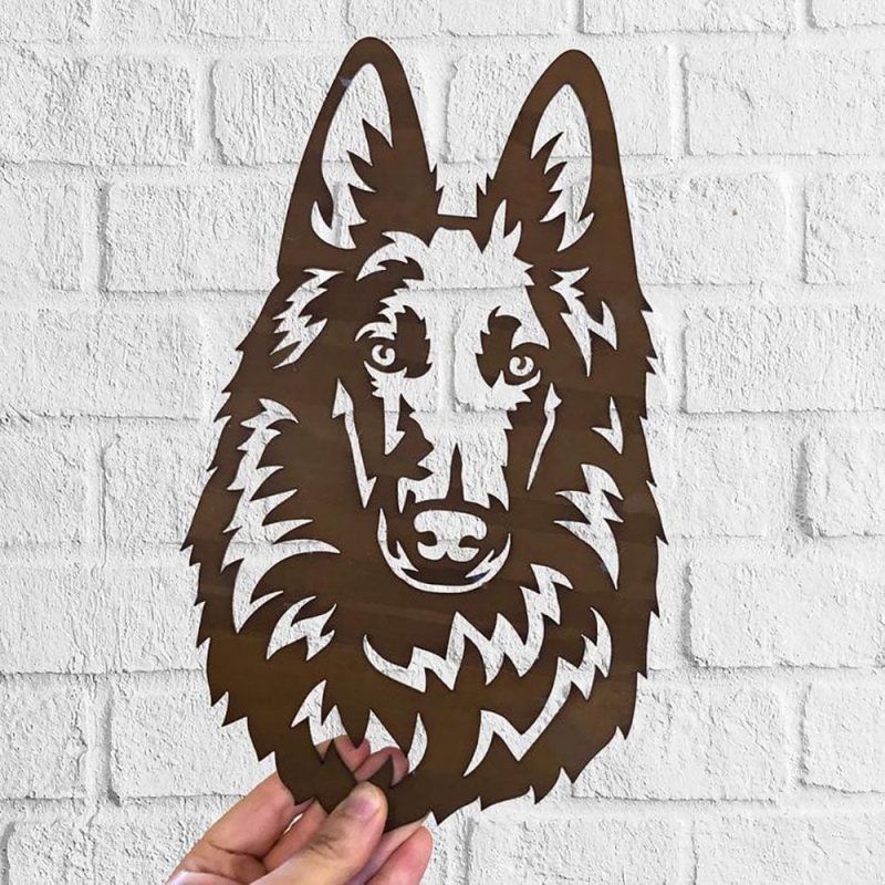 Dog Metal Wall Art Hanging Home Decor Belgian Shepherd Dog Puppy Pet