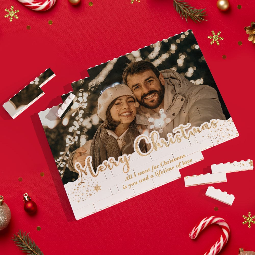Custom Building Block Puzzle Personalized Horizontal Trio Photo Brick Christmas Gift for Lover - Image 2