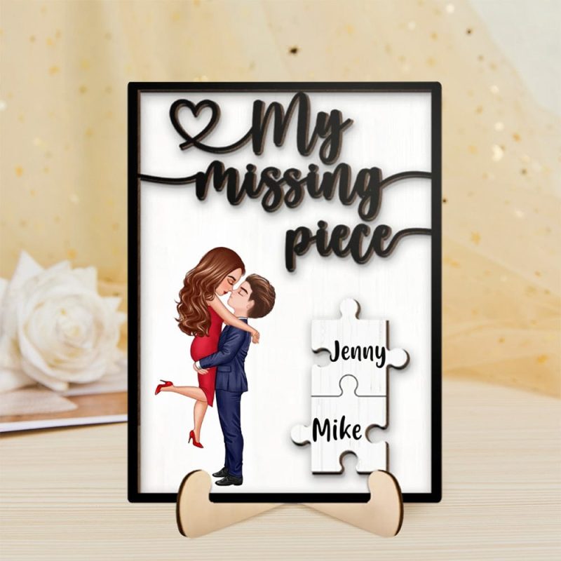 My Missing Piece Valentine’s Day Gifts for Her/Him Personalized Wooden Plaque