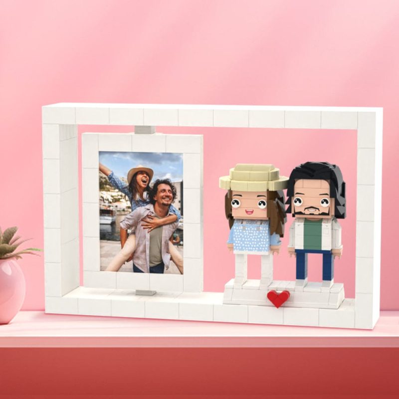 Sweet Valentine’s Day Gifts Full Body Customizable 2 People Photo Frame  Brick Figures Small Particle Brick Gifts