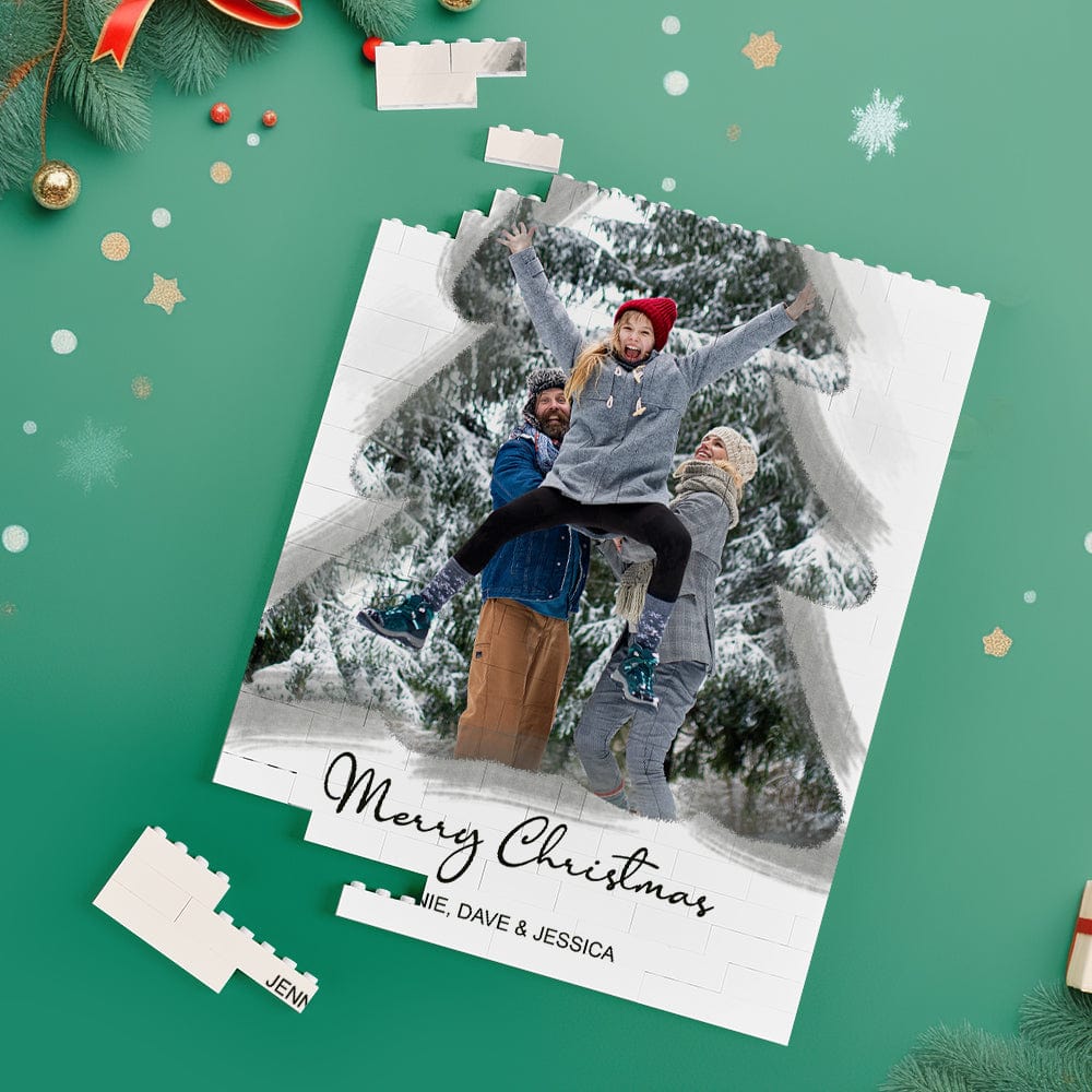 Custom Building Block Puzzle Vertical Building Photo Bricks Christmas Tree - Image 2