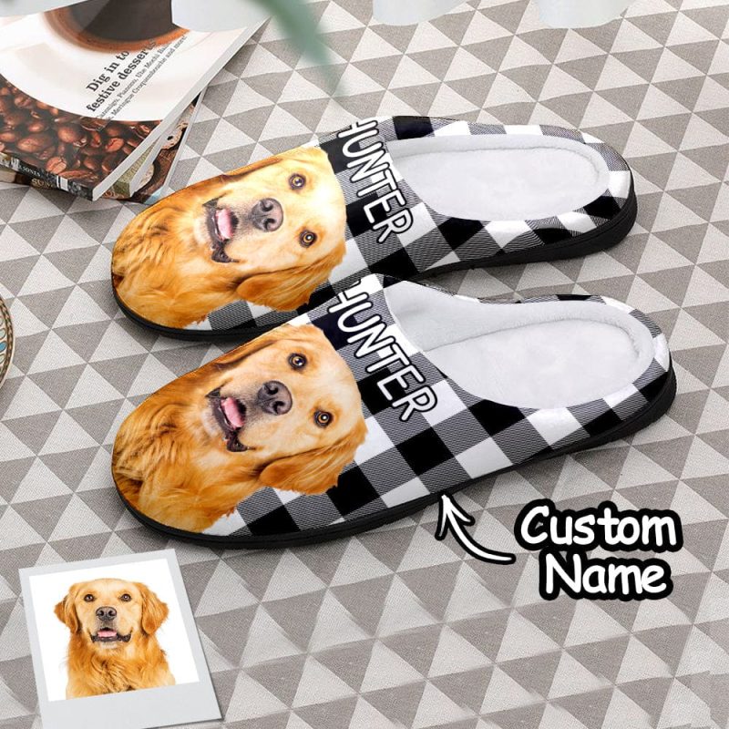 Personalized Christmas Gifts Custom Cotton Slippers Custom your Pet Face