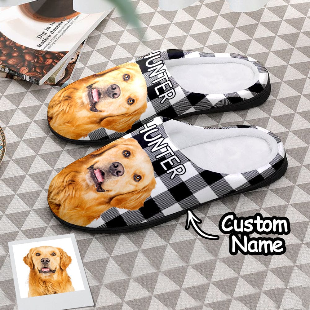 Personalized Christmas Gifts Custom Cotton Slippers Custom your Pet Face