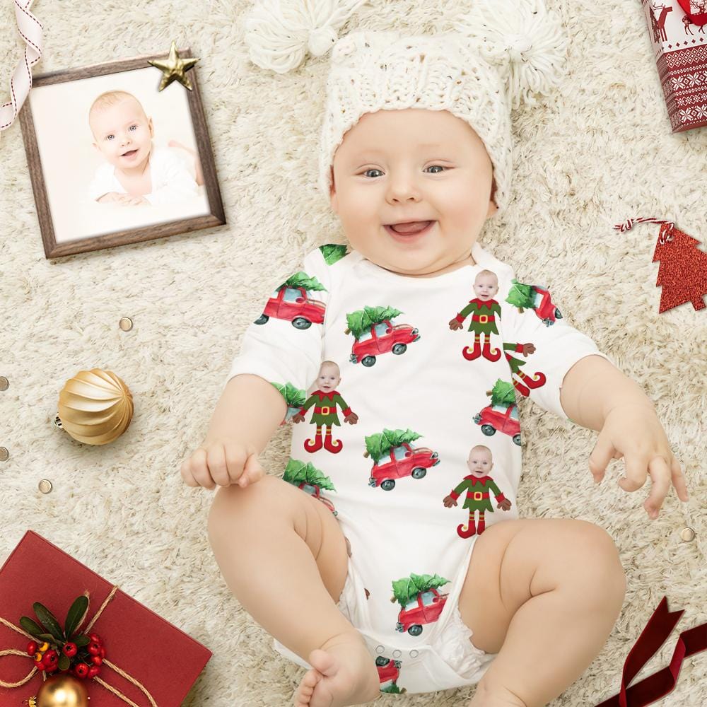 Personalized Newborn Onesie Christmas Elf Baby Bodysuits Newborn Christmas Gifts - Image 2