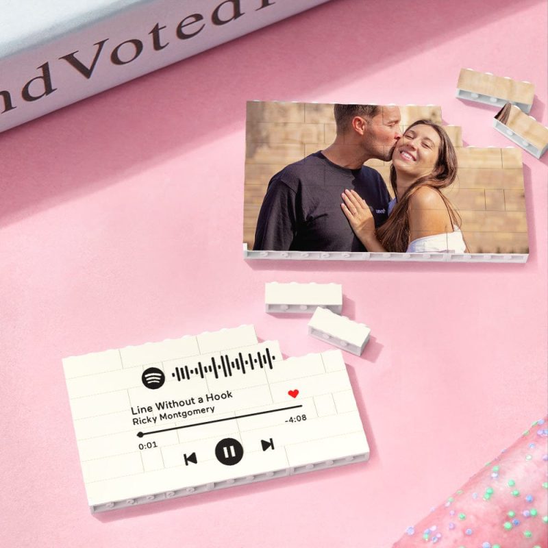 Valentine’s Day Gifts Custom Photo Building Brick Personalized Music Code Block Building Gifts for Soulmate