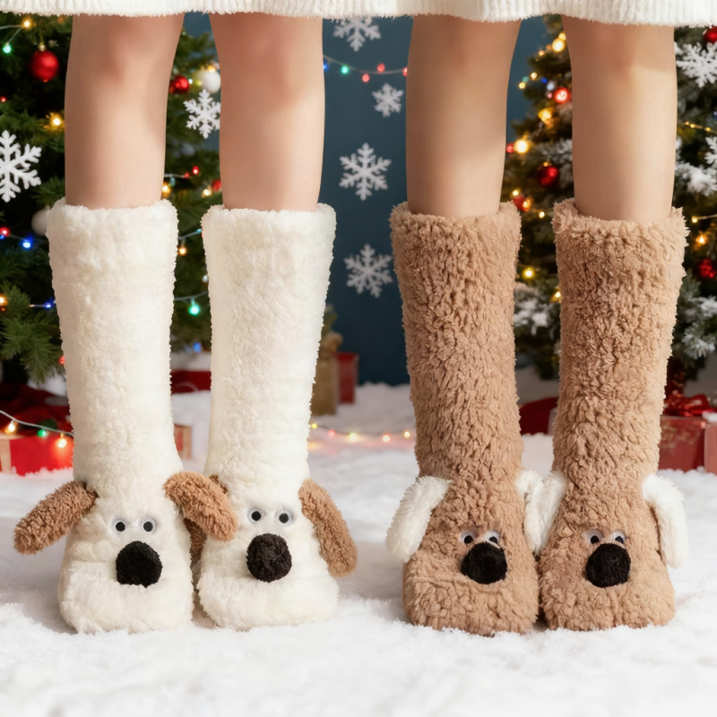 Winter Fuzzy Slipper Socks for Women & Men �C Thick Warm Floor Socks, Cozy Sleep Socks, Non-Slip Carpet Socks, Home Lounge Snow Socks – SantaSocks