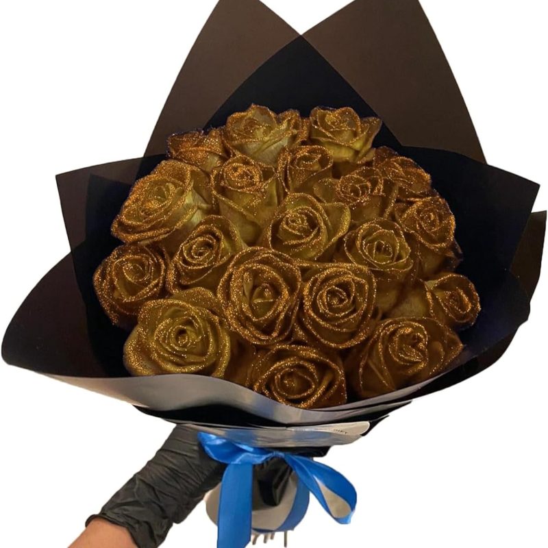 Glitter Rose Bouquet Best Anniversary Flower Gift for Her