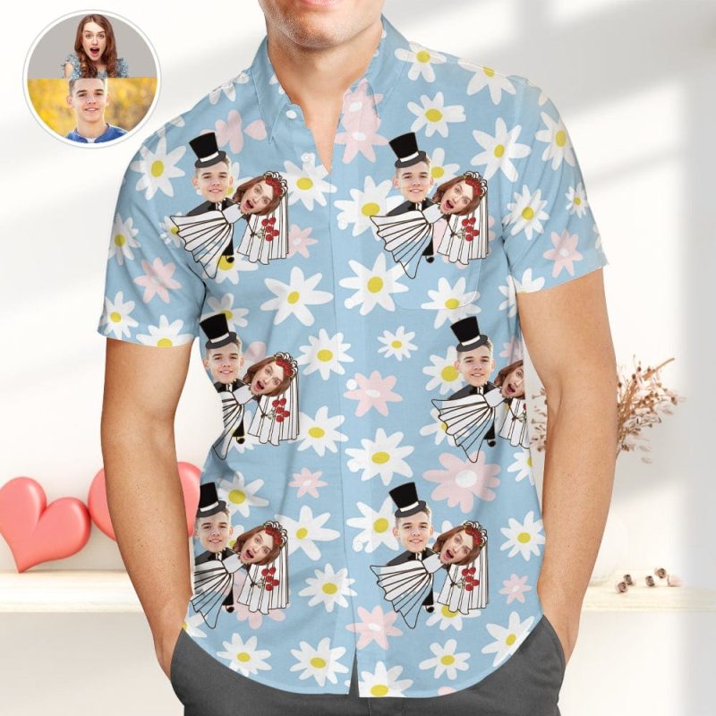 Custom Hawaiian Shirts With Face Valentine’s Day Gift for Him