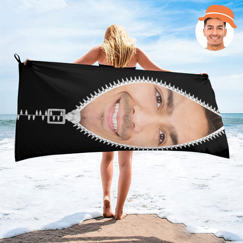 Custom Photo Towel Personalized Towel Funny Gift For Husband-Zipper - Image 2