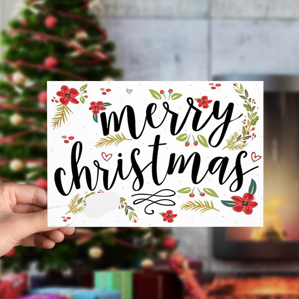 Illustrated Botanical Christmas Cards Merry Christmas Card -Horizontal Card - Image 2