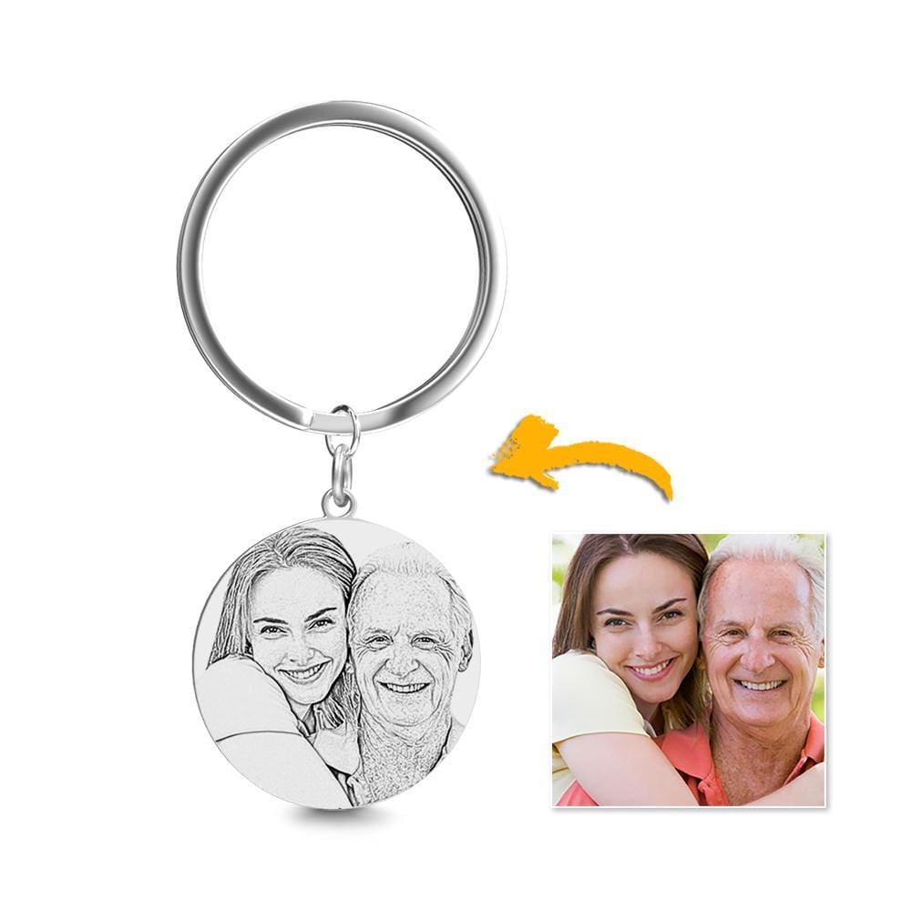Memorial Gift Photo Engraved Tag Key Chain Stainless Steel