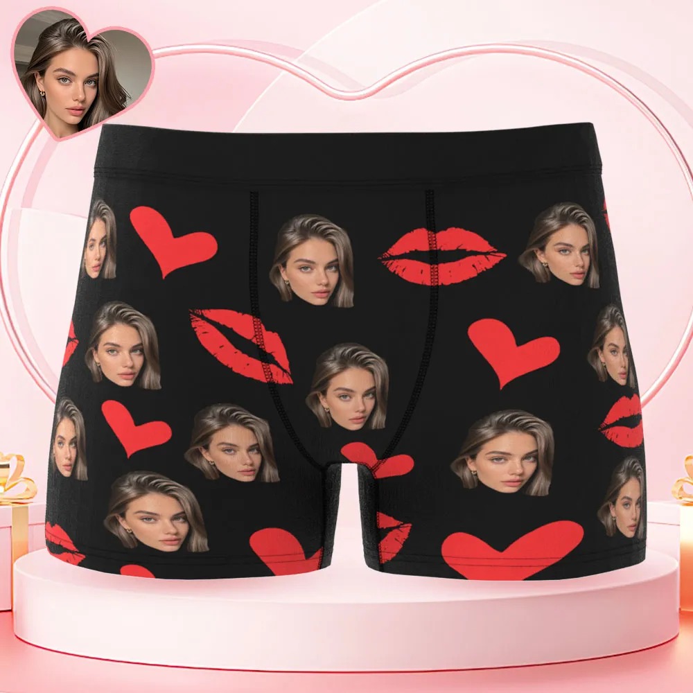 Personalized Red Lips, Custom Underwear, Custom Photo Underwear, Custom Photo Christmas Panties