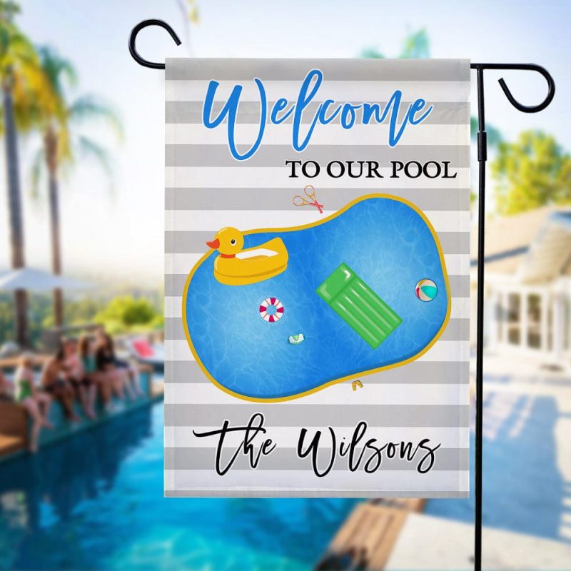 Custom Pool Garden Flag for Pool Party Personalized Name Yard Decor Housewarming Gift for Men