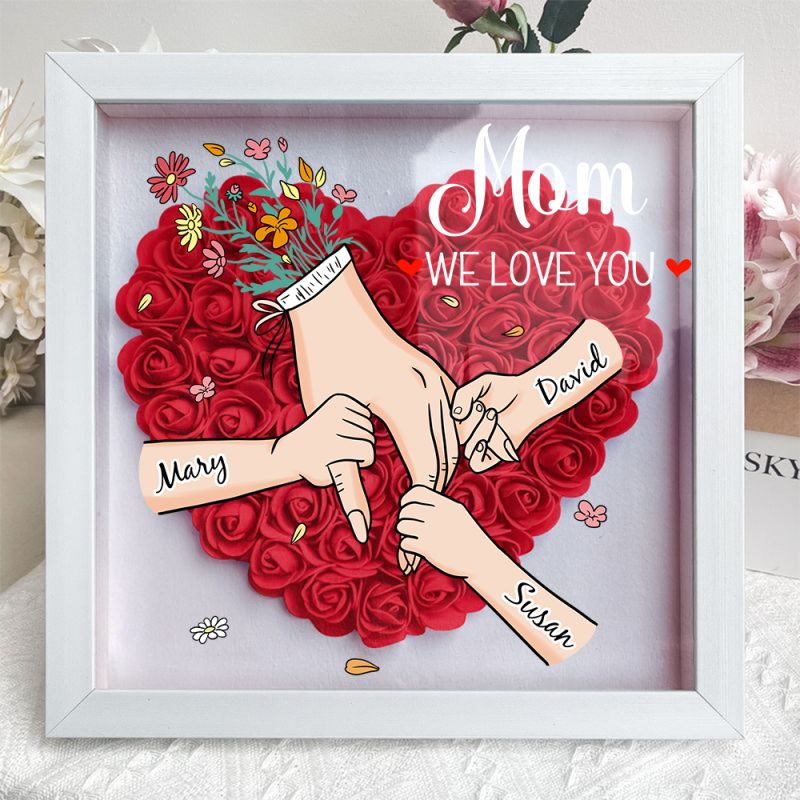 Family Love Blooms Forever – Personalized Mom & Grandma Flower Shadow Box with Names