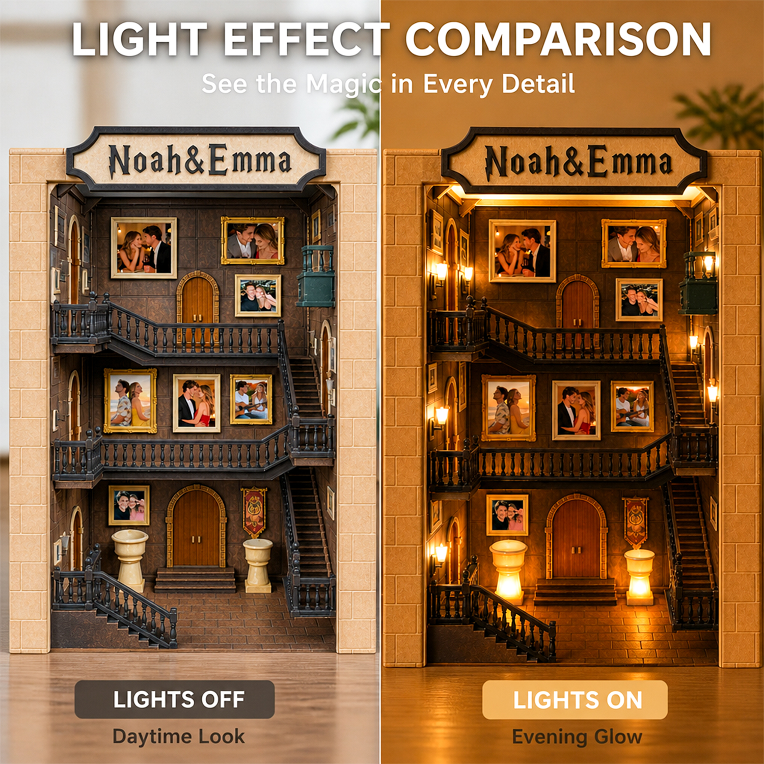 Custom Couple Photo Miniature House Personalized Photo & Name Gift for Anniversary - Image 3