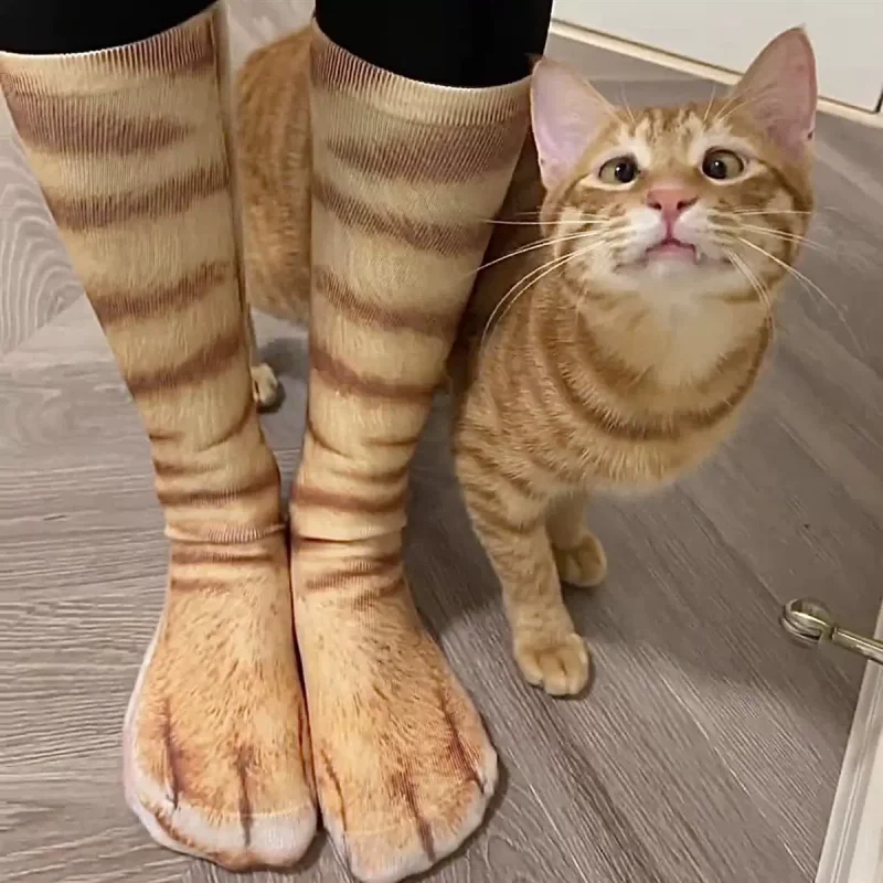 Realistic Animal Paw Print Socks – Lifelike Cat & Dog Claw Effect Novelty Fun Christmas Gift Socks for Pets Lover KidsUS